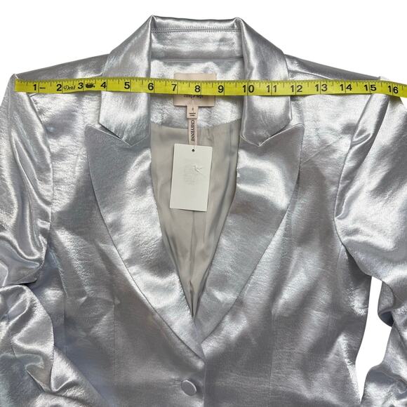 CINQ A SEPT Cheyenne Hammered Satin Scrunch Sleeve Jacket - Picture 13 of 15